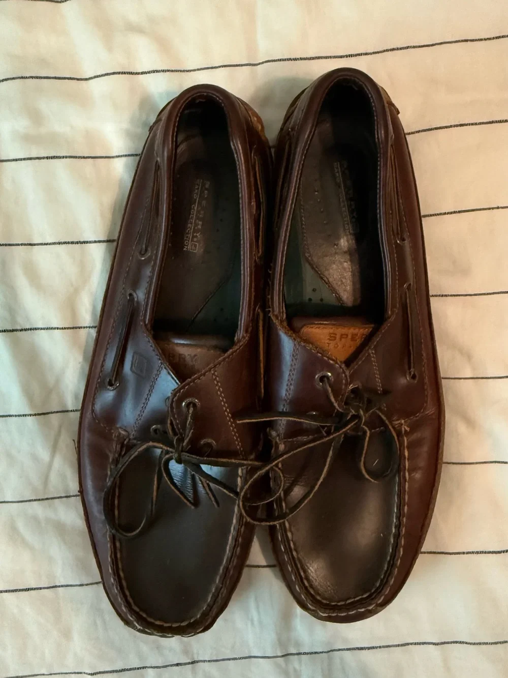 Sperry Dark Brown Leather Moc Toe Boat Shoes
